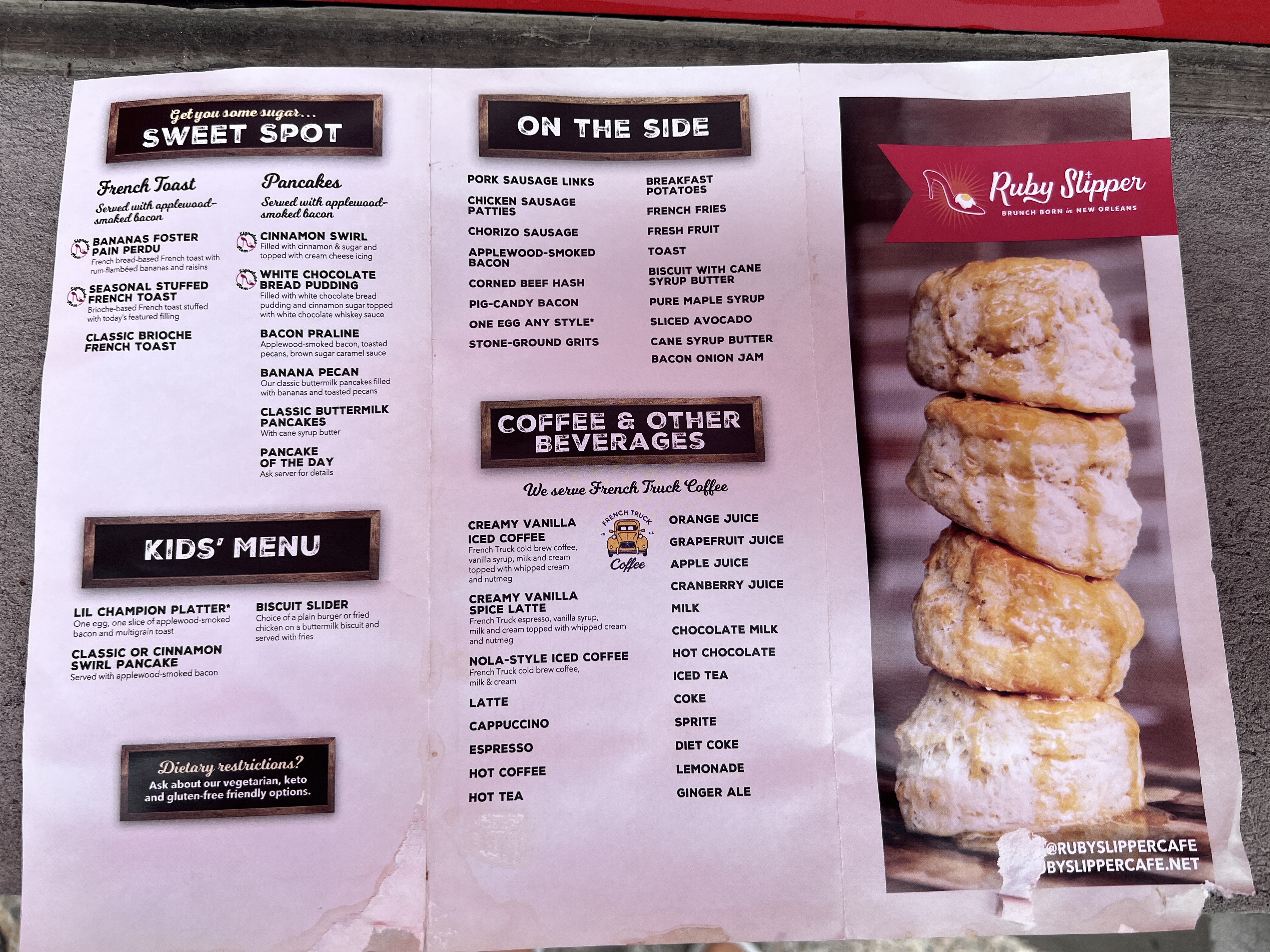 Photo of the Ruby Slipper menu